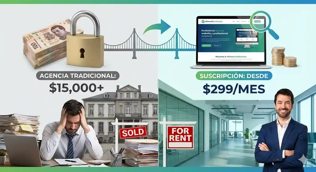 Comparativa costo página web México agencia tradicional vs renta mensual sitioswebbaratos.pro